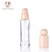30ml round ball cap pump glass bottle foundation concealer sunscreen lotion primer skincare beauty makeup cosmetic packaging