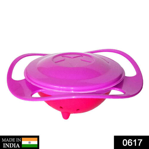 PORTABLE NON SPILL FEEDING TODDLER GYRO BOWL 360 DEGREE ROTATING DISH (0617) - Plastic Material, Standard Size, Multi-Color | Unique Center of Gravity Design for Easy Handling