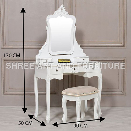 FSDT005 Antique French Dressing Table with Mirror and Stool