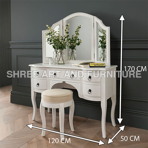 FSDT013 Antique French Dressing Table with Mirror and Stool