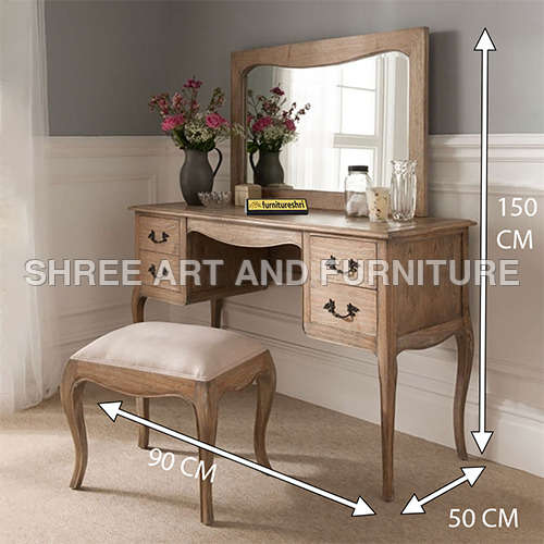 FSDT020 Antique French Dressing Table with Mirror and Stool
