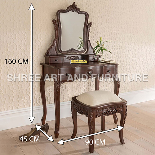 FSDT021 Antique French Dressing Table with Mirror and Stool