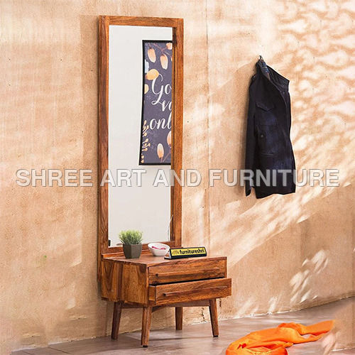 Brown Fsdt034 Sheesham Wood Dressing Table With Mirror