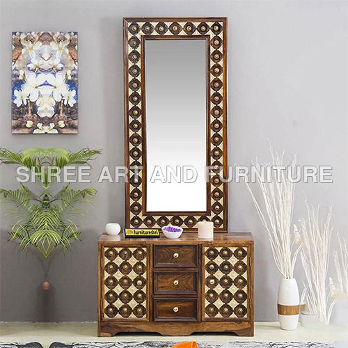 Ithaca Circular Mirror Wooden Dressing Table with Drawer Storage - White -  Decornation