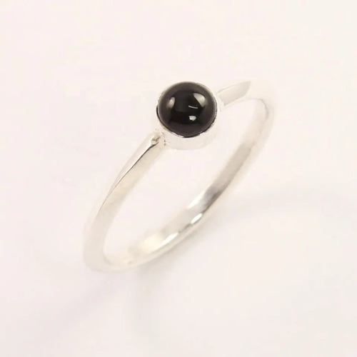 925 Sterling Silver Beautiful Natural Black Onyx Ring