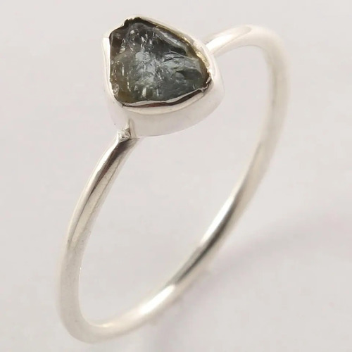 925 Sterling Silver Handmade Aqua Tourmaline Raw Stone Ring