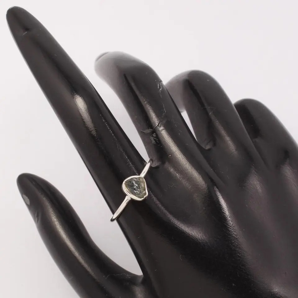 925 Sterling Silver Handmade Aqua Tourmaline Raw Stone Ring