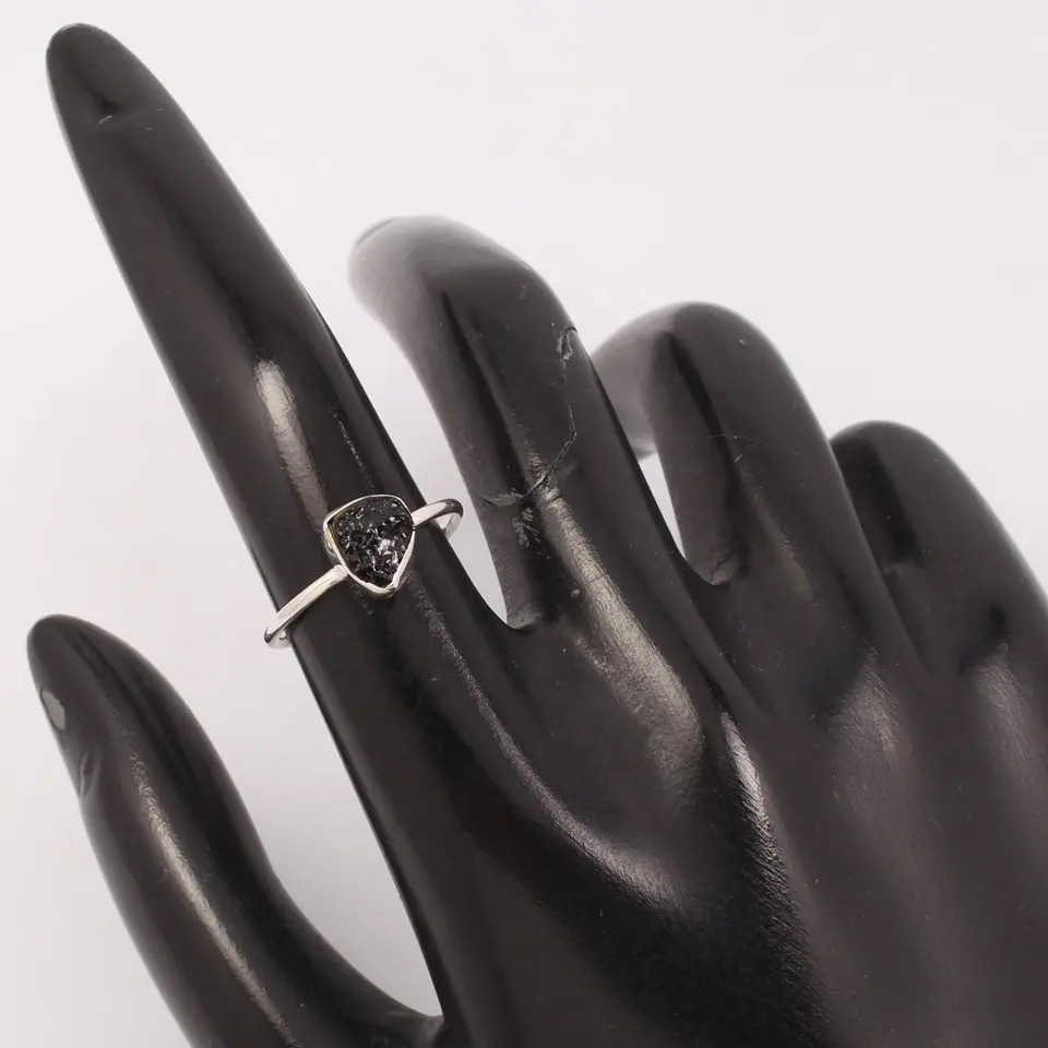925 Sterling Silver Beautiful Black Tourmaline Stackable Rough Stone Ring