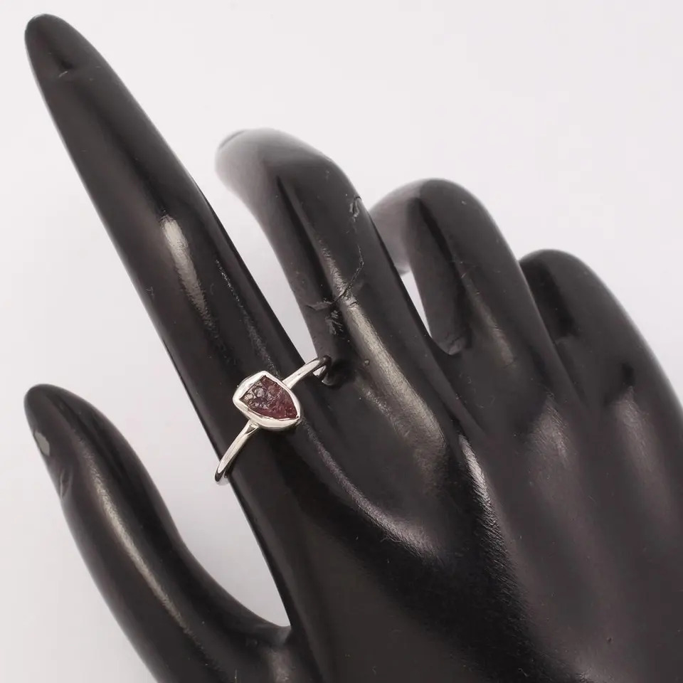 925 Sterling Silver Attractive Natural Pink Tourmaline Rough Stone Stackable Ring