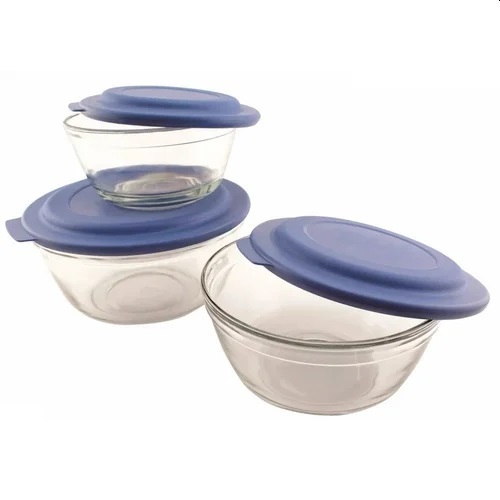 Food Storage Glass Bowl With Lid 2 Pcs Set