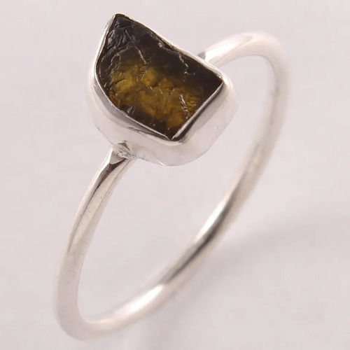 925 Sterling Silver Unique Yellow Tourmaline Rough Stone Ring