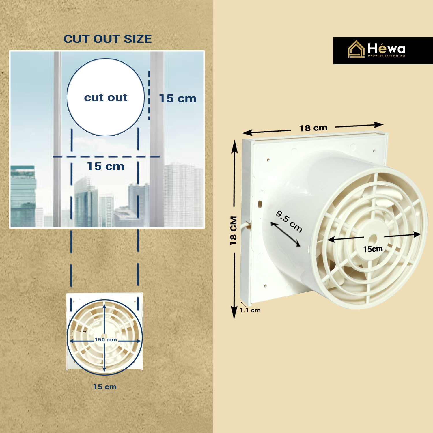 Apollo 150 mm Exhaust Fan Wooden Finish