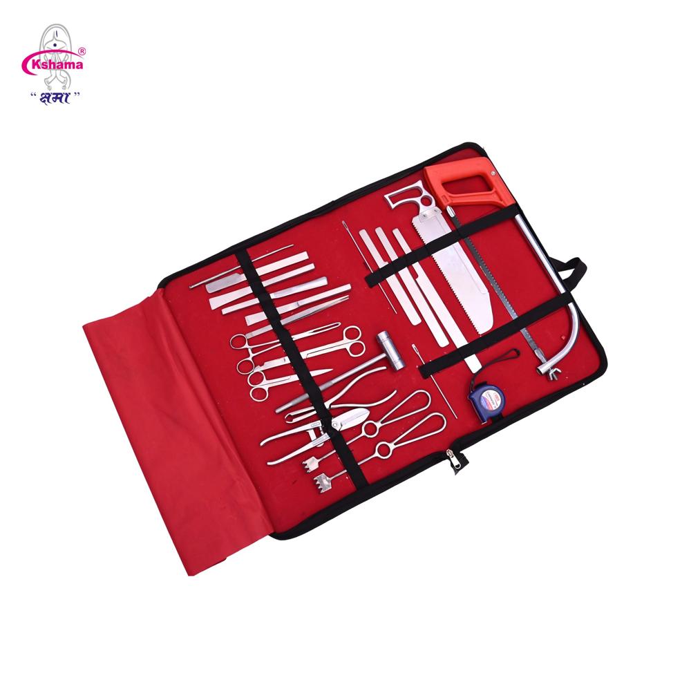 Postmortem Kit I Veterinary Large Anima L Surgical Instrument Rust Proof Ss (1 Set) - Color: Silver