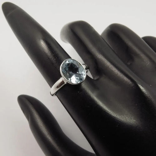 925 Sterling Silver Beautiful Natural Blue Topaz Oval Faceted Gemstone Rings