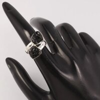 925 Sterling Silver Attractive Adjustable Black Tourmaline Rough Ring