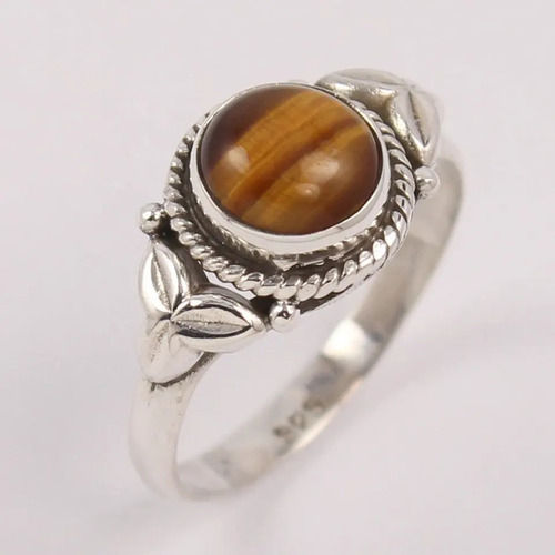 925 Sterling Silver Attractive Natural Tiger Eye Ring