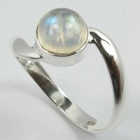 925 Sterling Silver Unique Style Natural Fire Moonstone Ring