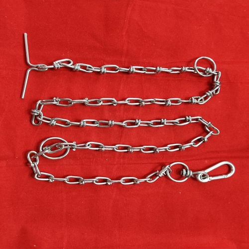 Dog Chain Knotted Angoori with Snap Hook - Mild Steel, 6-14 Gauge, Silver Zink | Strong and Classy Design with Easy Connect T Hook