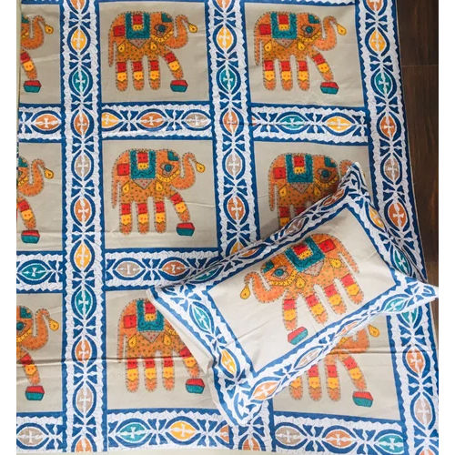 Sanganer Print Azrak Bedsheet