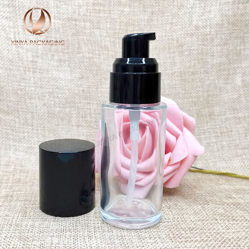 20ml 30ml 40ml clear frosted pump glass bottle foundation concealer primer sunscreen makeup skincare personal care comsetic packaging