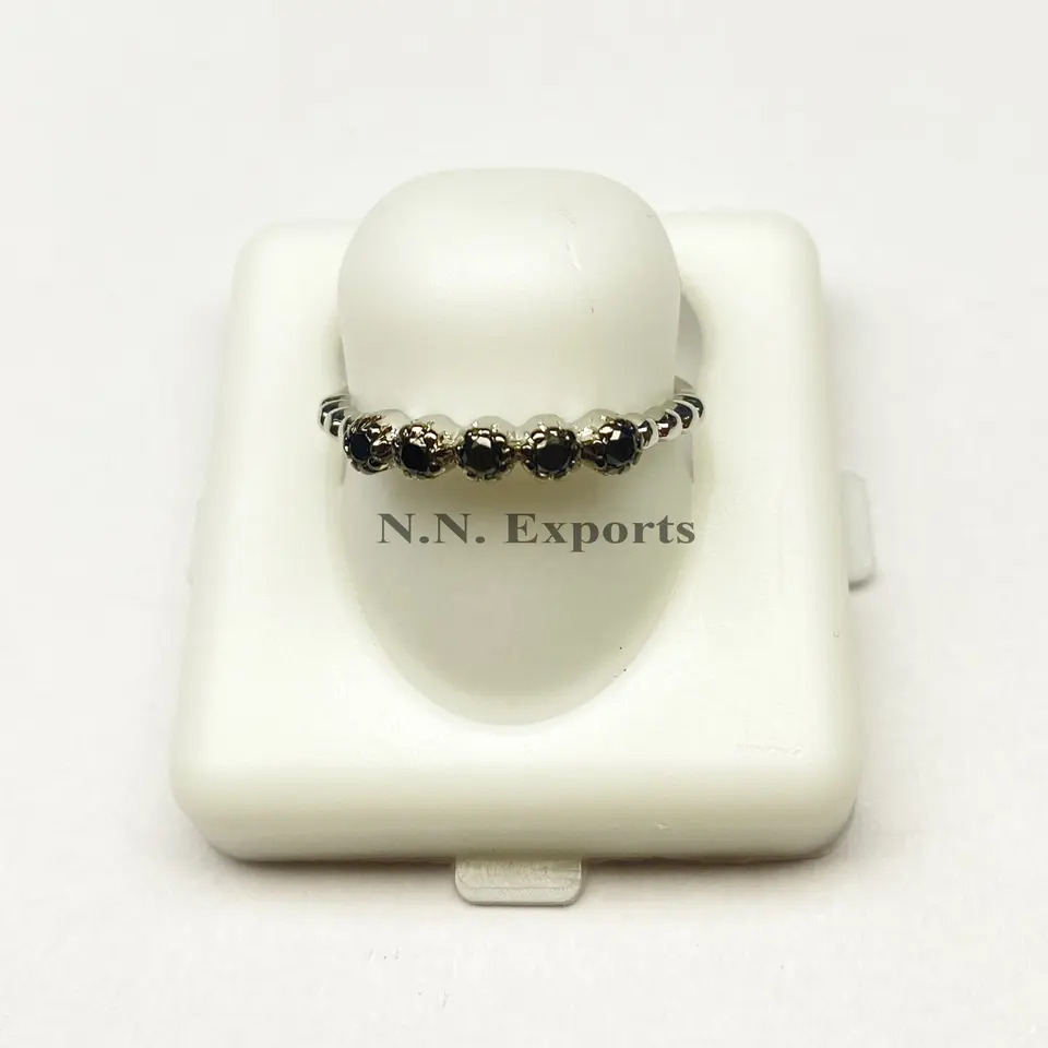 925 Sterling Silver Unique Black Diamond Ring