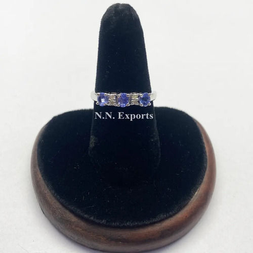 925 Sterling Silver Unique Tanzanite And Diamond Ring