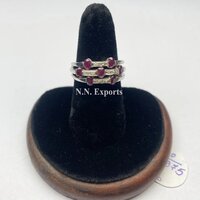925 Sterling Silver Beautiful Dainty Ruby Diamond Ring Gender: Women