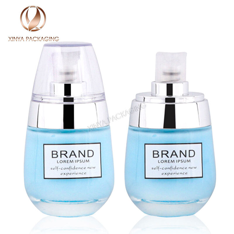 30ml 50ml foundation push pump glass bottle lotion eye cream skincare personal care makeup cosmetic packaging