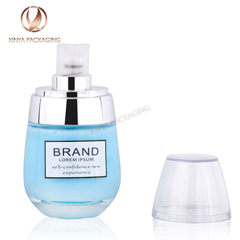 30ml 50ml foundation push pump glass bottle lotion eye cream skincare personal care makeup cosmetic packaging