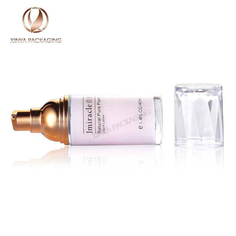 20ml 30ml 40ml diamond cap clear frosted pump glass bottle foundation concealer primer sunscreen lotion makeup skincare comsetic packaging