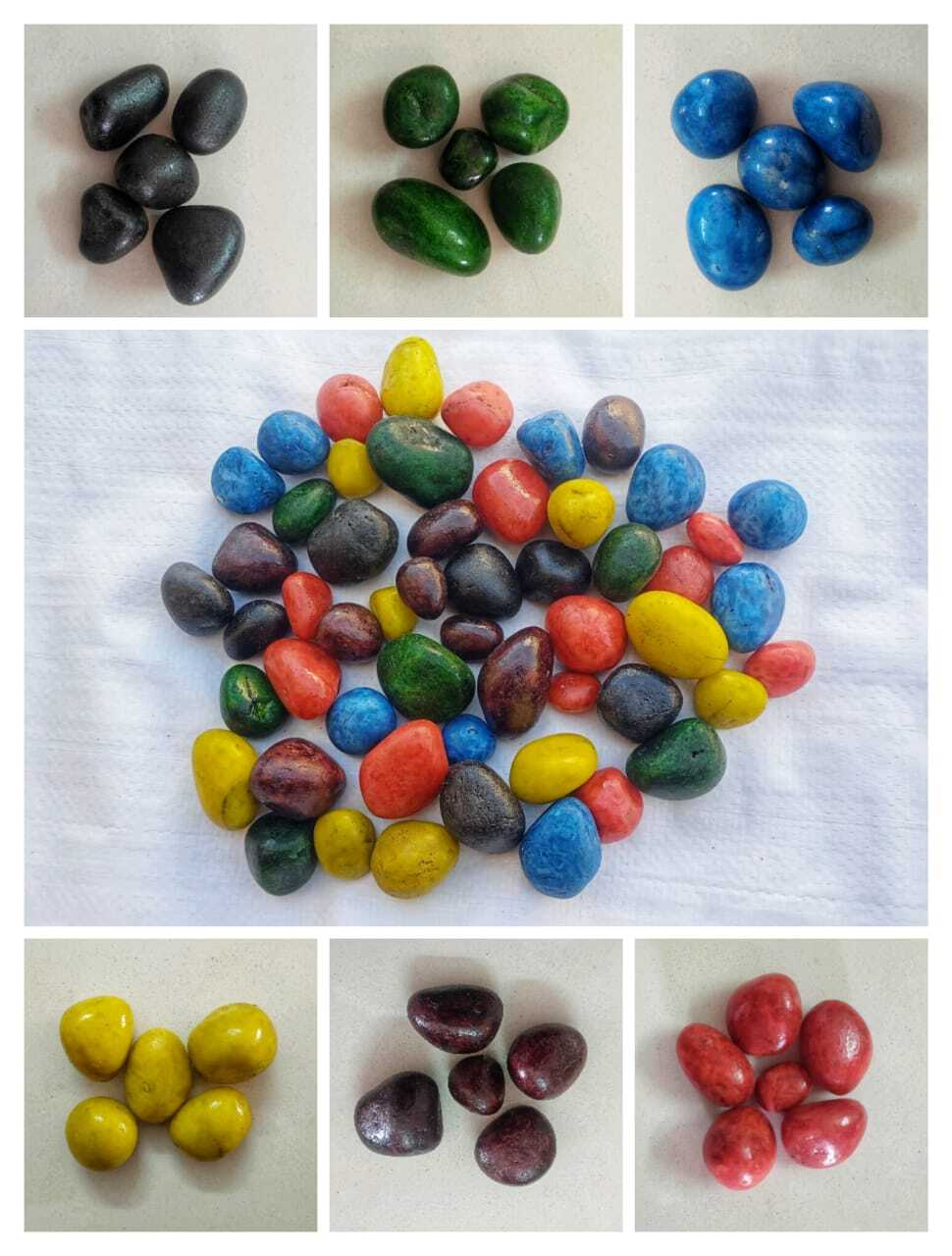 Small and medium size round polished blue color coated pebbles stone and gravels price per tone