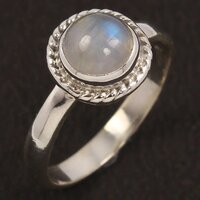 925 Sterling Silver Unique Blue Fire Rainbow Moonstone Ring Gender: Women