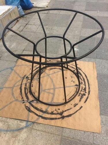 iron round table with marble and wooden top for cafe and restaurants
