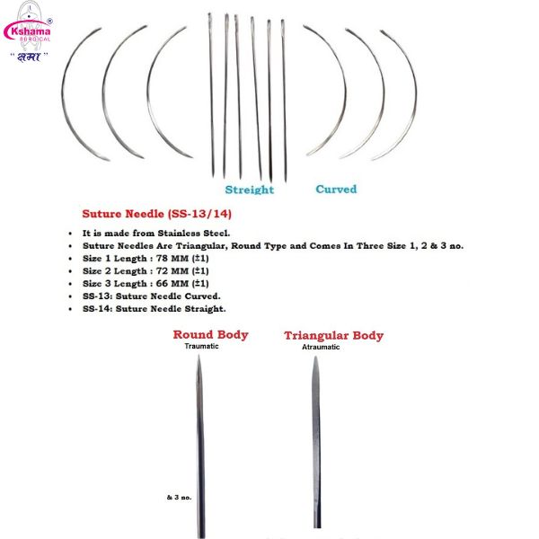 Suture Needle I Stainless Steel (Pack Of 6 X 6 = 36 Pcs) - Application: Veterinary Purpose