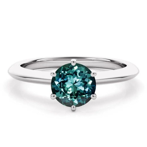 925 Sterling Silver Lab Created Unique Teal Sapphire Ring
