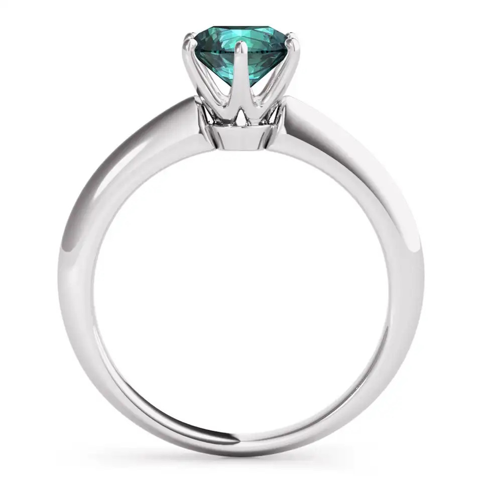 925 Sterling Silver Lab Created Unique Teal Sapphire Ring