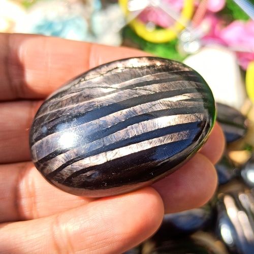 Natural Gemstone Hypersthene Palm Stone Crystals Worry Stone