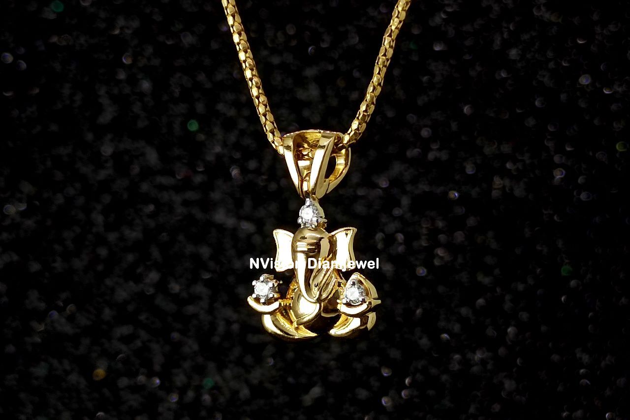 Natural Diamond 18KT Ganeshji Pendant