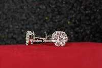 Natural Diamond Solitaire Look Pressure Setting White Gold Ear Studs Diamond Carat Weight: 0.99 Carat