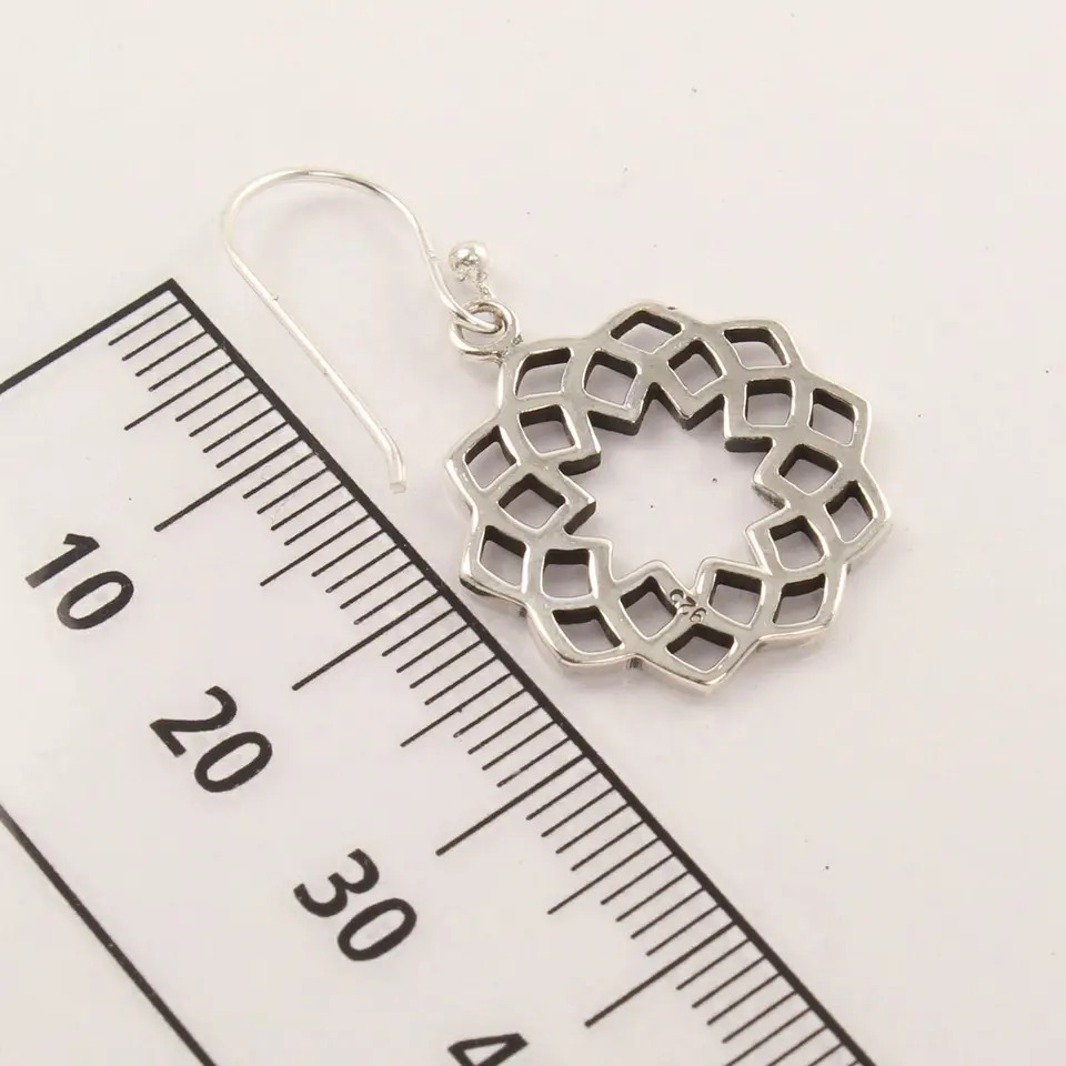 925 Sterling Silver Handmade Flower Style Geometric Design Earrings
