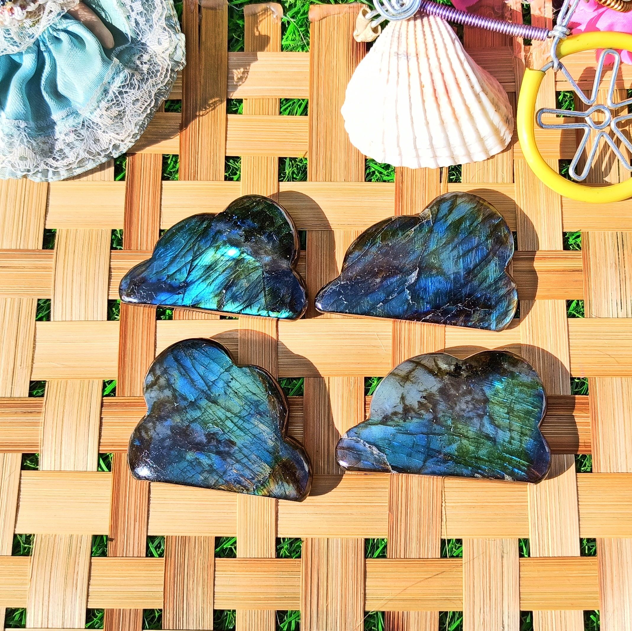 Natural Gemstone Labradorite Carved Clouds Crystal Cloud