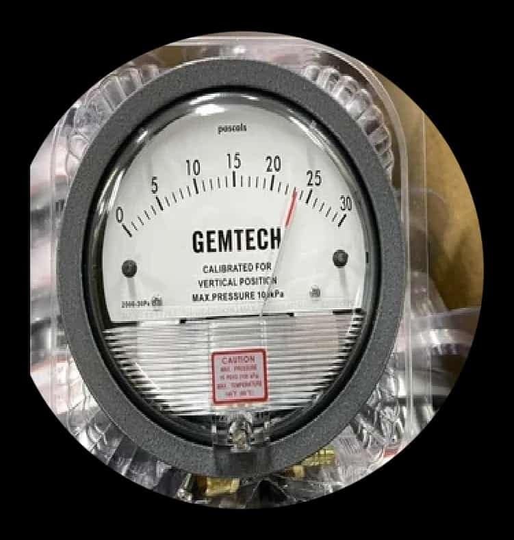 GEMTECH Instruments Differential Pressure Gauge Range 50-0-50 Pascal