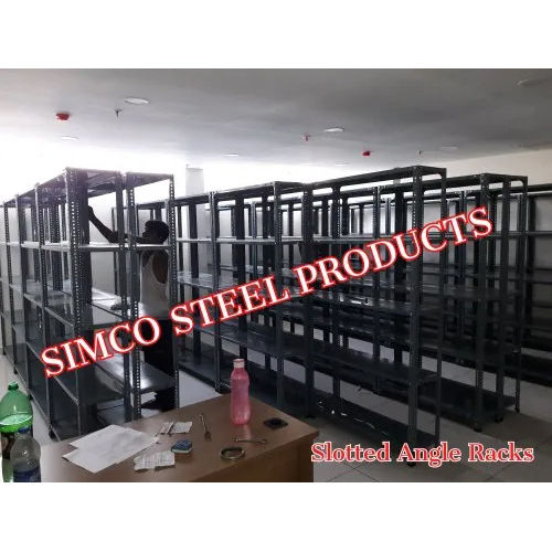 Slotted Angle Rack - Mild Steel, 7 Feet Height, Grey Finish | Rust-Resistant, High Rigidity and Stability for Warehousing