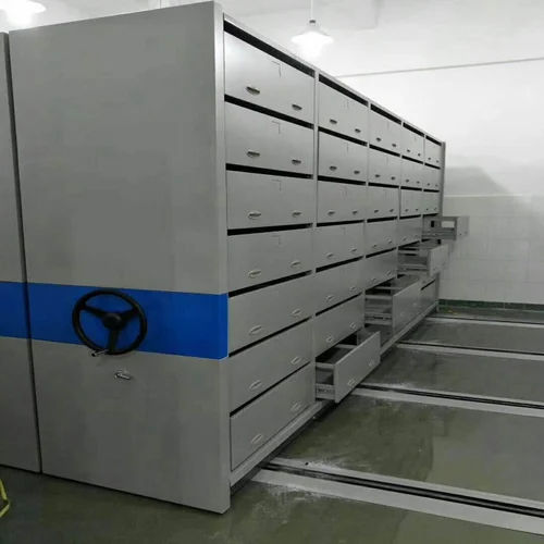 Grey Mobile Shelving System