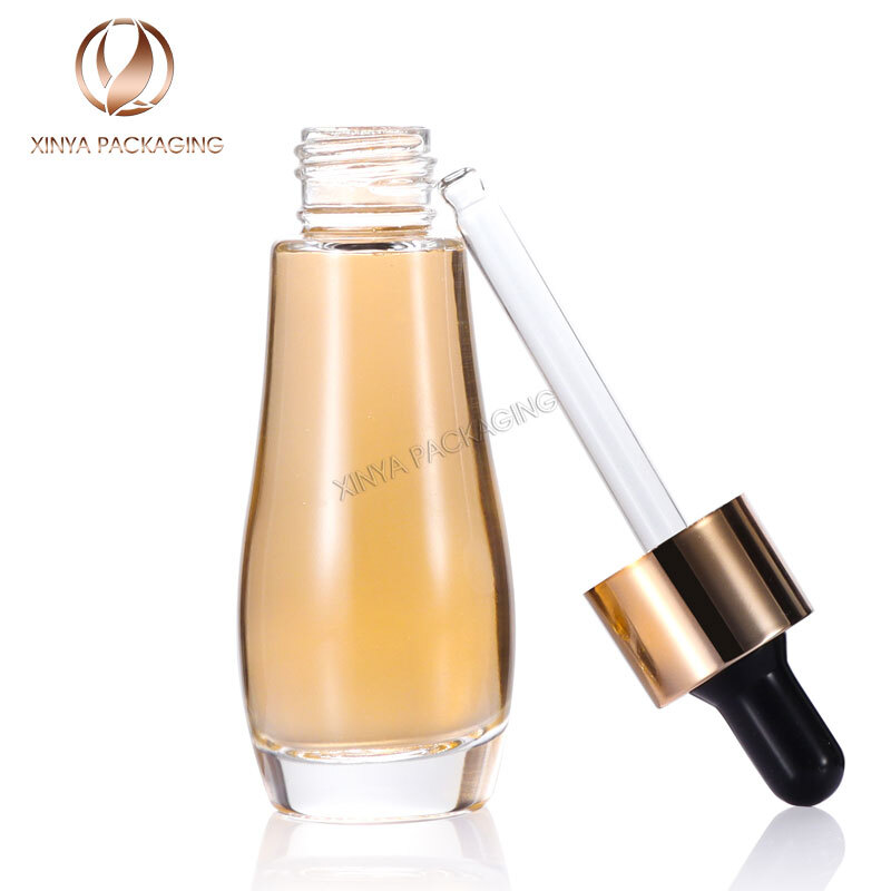 30ml clear glass Dropper Bottles serum essential oil foundation makeup skincare cosmetic packaging