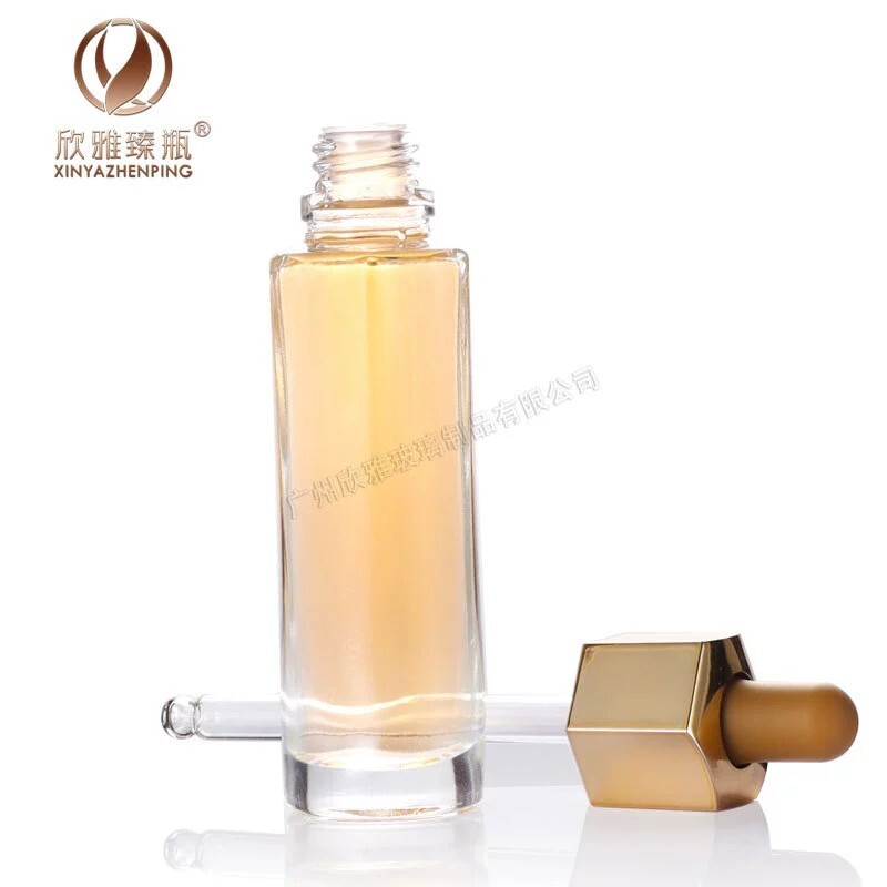 30ml 50ml clear glass Dropper Bottles serum essential oil foundation makeup beauty skincare cosmetic packaging