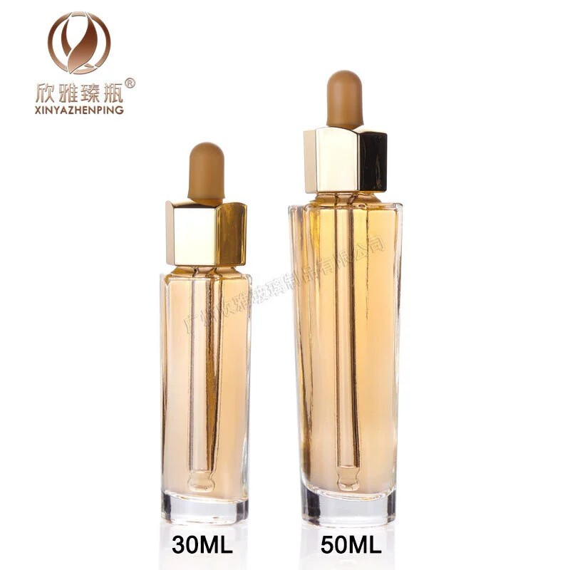 30ml 50ml clear glass Dropper Bottles serum essential oil foundation makeup beauty skincare cosmetic packaging