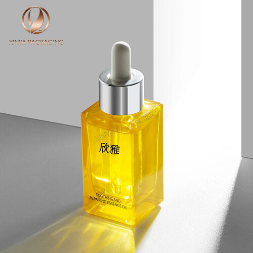 30ml square clear glass Dropper Bottles serum essential oil makeup beauty skincare cosmetic packaging