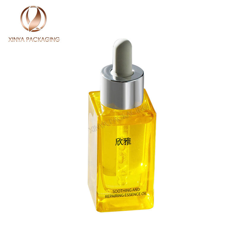 30ml square clear glass Dropper Bottles serum essential oil makeup beauty skincare cosmetic packaging