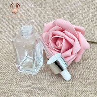 30ml square clear glass Dropper Bottles serum essential oil makeup beauty skincare cosmetic packaging